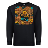 Black western sunflowers camera seamless pattern Premium Sweatshirt - HRA Design Shop