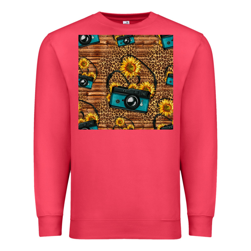 Western Sunflowers Camera Seamless Pattern Premium Sweatshirt by HRA Design Shop | Teevron