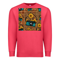 Cardinal western sunflowers camera seamless pattern Premium Sweatshirt - HRA Design Shop
