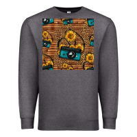 Charcoal Heather western sunflowers camera seamless pattern Premium Sweatshirt - HRA Design Shop