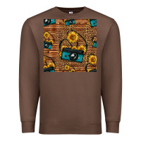 Chestnut western sunflowers camera seamless pattern Premium Sweatshirt - HRA Design Shop
