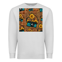 Dove Grey western sunflowers camera seamless pattern Premium Sweatshirt - HRA Design Shop