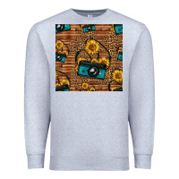 Heather Grey western sunflowers camera seamless pattern Premium Sweatshirt - HRA Design Shop