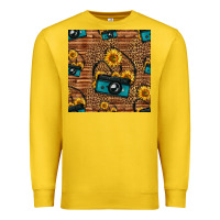 Lemon western sunflowers camera seamless pattern Premium Sweatshirt - HRA Design Shop