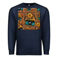 Navy western sunflowers camera seamless pattern Premium Sweatshirt - HRA Design Shop