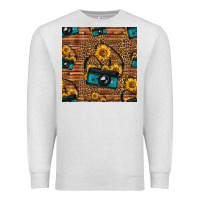 Oatmeal Heather western sunflowers camera seamless pattern Premium Sweatshirt - HRA Design Shop
