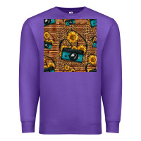 Purple western sunflowers camera seamless pattern Premium Sweatshirt - HRA Design Shop