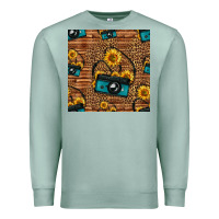 Seafoam western sunflowers camera seamless pattern Premium Sweatshirt - HRA Design Shop