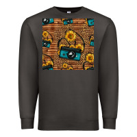 Smoke western sunflowers camera seamless pattern Premium Sweatshirt - HRA Design Shop