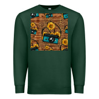 Sports Green western sunflowers camera seamless pattern Premium Sweatshirt - HRA Design Shop