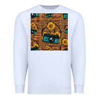 White western sunflowers camera seamless pattern Premium Sweatshirt - HRA Design Shop