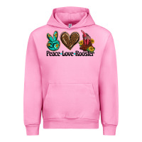 Fuchsia Pink peace love rooster Urban Hoodie - BarkalooDesign