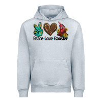 Heather Grey peace love rooster Urban Hoodie - BarkalooDesign