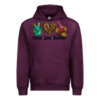 Mauve Wine peace love rooster Urban Hoodie - BarkalooDesign