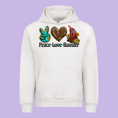 Peace Love Rooster Urban Hoodie Designed By Barkaloodesign