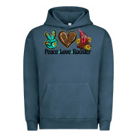 Pigment Midnight Navy peace love rooster Urban Hoodie - BarkalooDesign