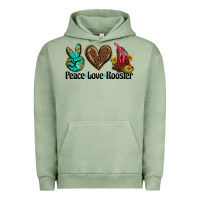 Pigment Oil Green peace love rooster Urban Hoodie - BarkalooDesign