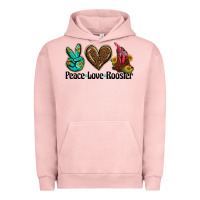 Pigment Salmon peace love rooster Urban Hoodie - BarkalooDesign