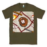 Army Green baseball glove and bat seamless pattern Classic Tee - BundleAndBundleShop