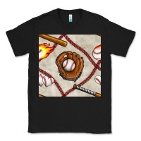 Black baseball glove and bat seamless pattern Classic Tee - BundleAndBundleShop