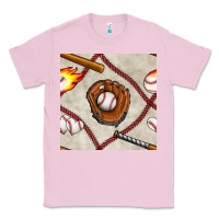 Bubblegum Pink baseball glove and bat seamless pattern Classic Tee - BundleAndBundleShop