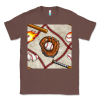 Chestnut baseball glove and bat seamless pattern Classic Tee - BundleAndBundleShop