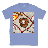 Colony Blue baseball glove and bat seamless pattern Classic Tee - BundleAndBundleShop