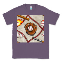 Lavender baseball glove and bat seamless pattern Classic Tee - BundleAndBundleShop