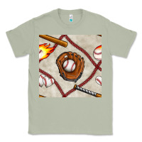Matcha baseball glove and bat seamless pattern Classic Tee - BundleAndBundleShop