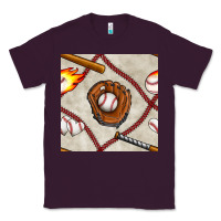 Plum baseball glove and bat seamless pattern Classic Tee - BundleAndBundleShop