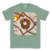 Sage baseball glove and bat seamless pattern Classic Tee - BundleAndBundleShop