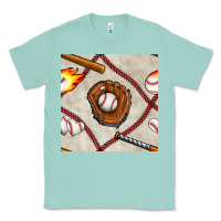 Seafoam baseball glove and bat seamless pattern Classic Tee - BundleAndBundleShop