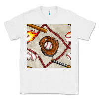 White baseball glove and bat seamless pattern Classic Tee - BundleAndBundleShop