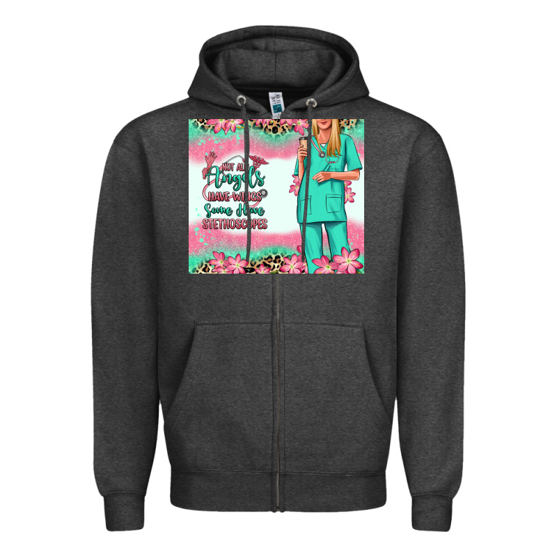 Not All Angels Have Wings Blonde Nurse Zipper Hoodie by RanaPortraitStore | Teevron