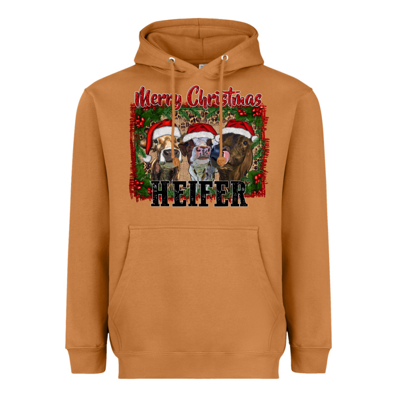 Merry Christmas Heifer Heavyweight Hoodie by RanaPortraitStore | Teevron