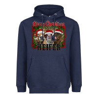 Navy merry christmas heifer Heavyweight Hoodie - RanaPortraitStore