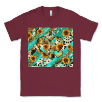 Burgundy leopard sunflower hearts Classic Tee - RanaPortraitStore
