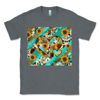 Charcoal Heather leopard sunflower hearts Classic Tee - RanaPortraitStore