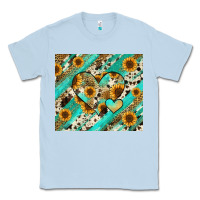 Dusty Blue leopard sunflower hearts Classic Tee - RanaPortraitStore