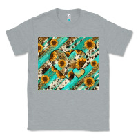 Heather Grey leopard sunflower hearts Classic Tee - RanaPortraitStore