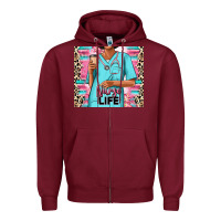 Burgundy nurse life afro woman Zipper Hoodie - RanaPortraitStore