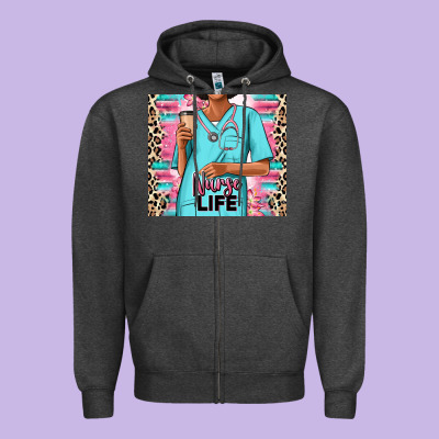 Zipper Hoodie nurse life afro woman
