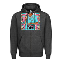 Charcoal Heather nurse life afro woman Zipper Hoodie - RanaPortraitStore