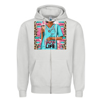 Dove Grey nurse life afro woman Zipper Hoodie - RanaPortraitStore