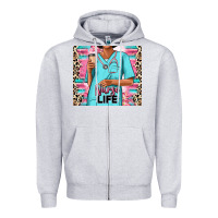 Heather Grey nurse life afro woman Zipper Hoodie - RanaPortraitStore