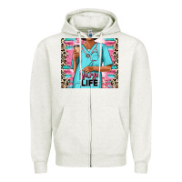 Oatmeal Heather nurse life afro woman Zipper Hoodie - RanaPortraitStore