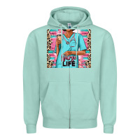 Seafoam nurse life afro woman Zipper Hoodie - RanaPortraitStore