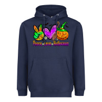 Navy peace love halloween Heavyweight Hoodie - Zillion Design Studio