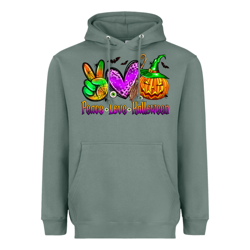 Peace Love Halloween Heavyweight Hoodie by Zillion Design Studio | Teevron