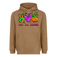 Toasted Coconut peace love halloween Heavyweight Hoodie - Zillion Design Studio